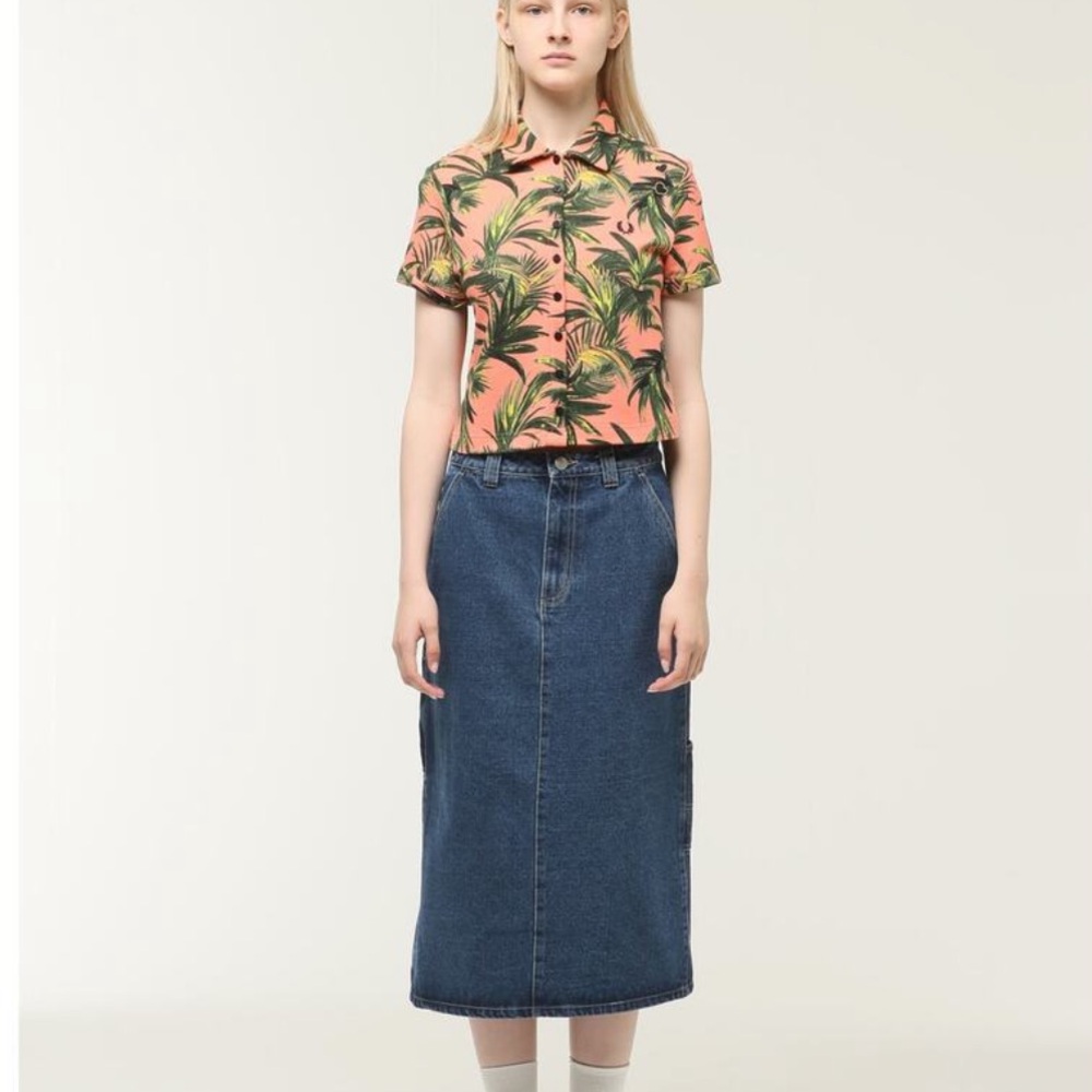 Obey Juniper Midi Denim High Rise Skirt 28